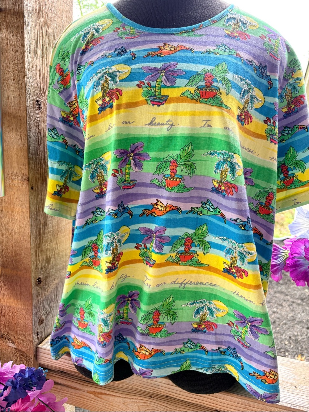 Vintage Phool Tropical Graphic “In Our Differences Therein Lies Our Beauty” Tee